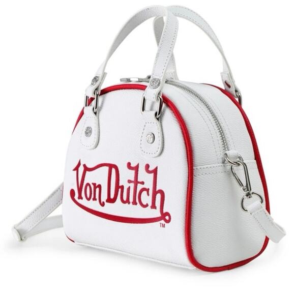 Von Dutch Crossbody Bowling Bag Flying Eye White Red Two Tone Y2K New With Tags - Picture 5 of 14